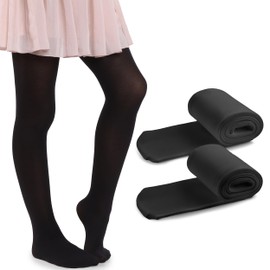 MANA MANA 2 and 3 Pack Plain Tights for Girls - Cute Opaque Kids Tights for School, Dance, Ballet - Soft and Stylish, 40 DEN, Made in Italy, 2 and 3 Pairs, 2 x Nero