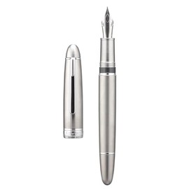 Asvine J16 Solid Titanium Fountain Pen, Jowo Flexible Fine Nib Piston Filling, Ink Window Design with Wrench and Pen Box