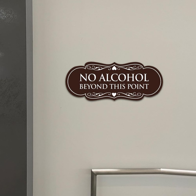 Signs ByLITA Designer No Alcohol Beyond This Point Sign(Brushed Gold)