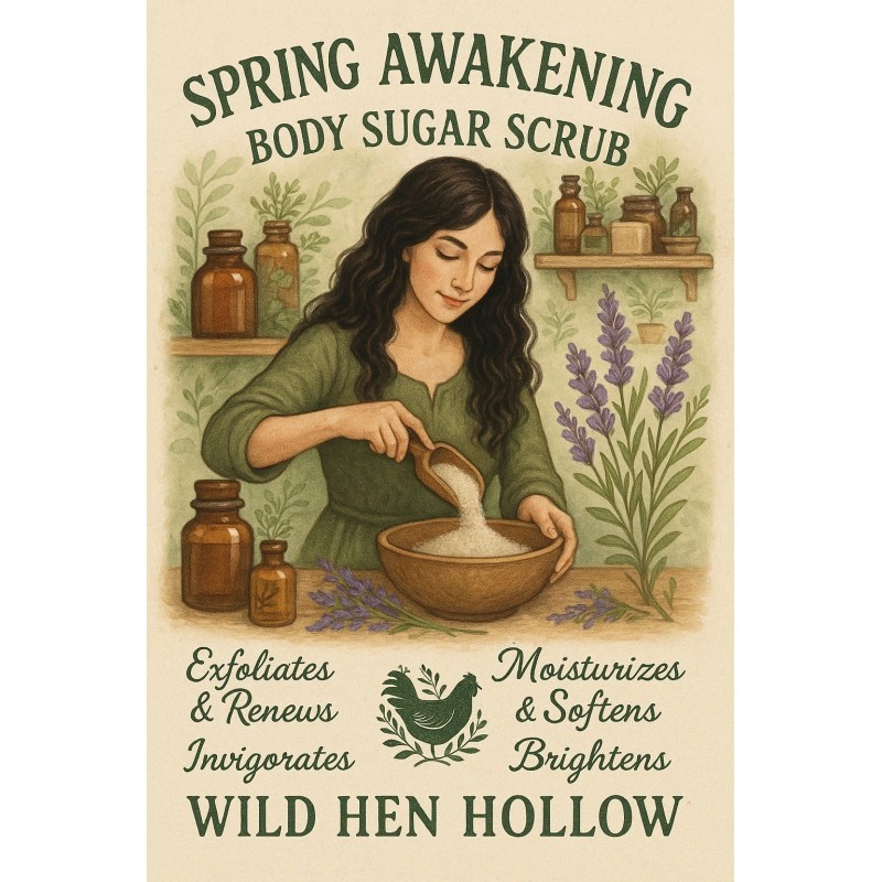 Wild Hen Hollow Spring Awakening Body Sugar Scrub, Exfoliating, Brighten,