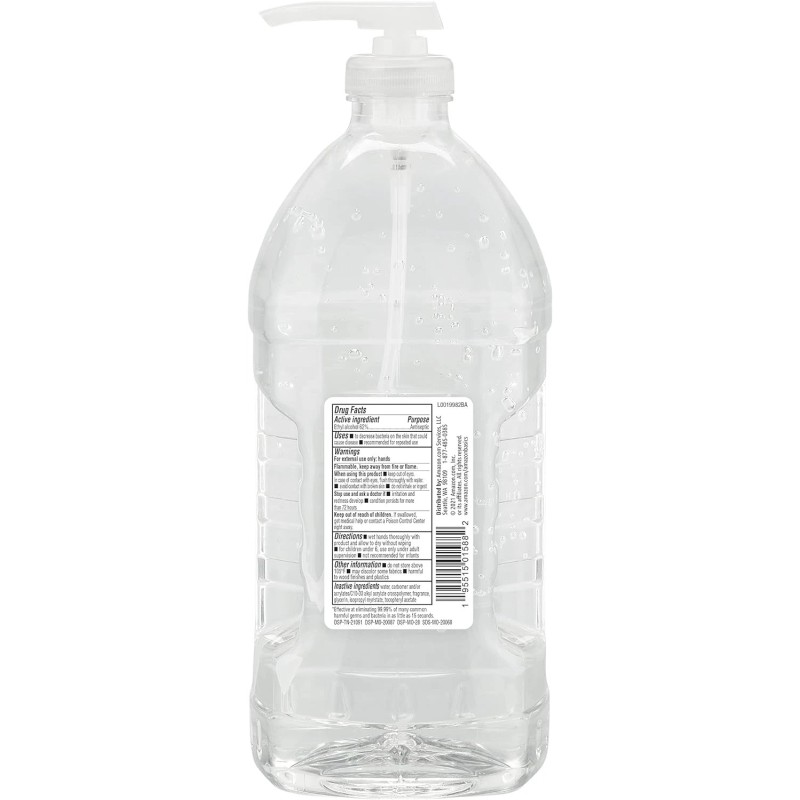 Large 67.6 Fl Oz Hand Sanitizer with 62% Ethyl Alcohol
