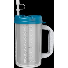 Whirley Drink Works 32 oz Hospital Mug with Pearl Blue Lid - Insulated Cold Drink Travel Mug