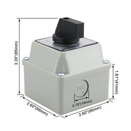 Baomain Universal Rotary Changeover Switch SZW26-20/D202.2D with Master Switch Exterior Box 660V 20A 3 Position 2 Phase