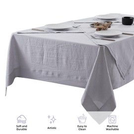 Tseapeni Linen Tablecloth 100% Pure Linen Table Cloth for Rectangle Tables Machine Washable Dining Fall Tablecloth with 4PCS Free 20"x 20" Linen Napkins (Gray, 60" x 120")