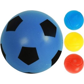 eMKay® 20cm Football WITH 70mm SOFT TENNIS BALLS | Indoor/Outdoor Soft Sponge Foam Soccer Ball Great Fun For Adults And Kids Boys & Girls -(ONE BLUE 20cm FOOTBALL + THREE 70mm SOFT TENNIS BALLS)