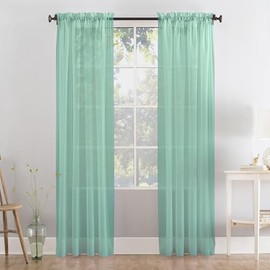 Megachest a pair of slot top voile curtains (Ocean Green, 56" wideX81 drop 2 Panels)