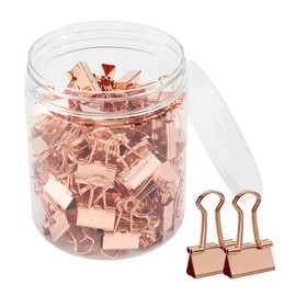Pack of 100 Foldback Clips, 19 mm Paper Clips, Rose Gold Binder Clips, Mini Colourful Metal Binder Clips, Boxed Foldback Binder Clips for School, Office and Home