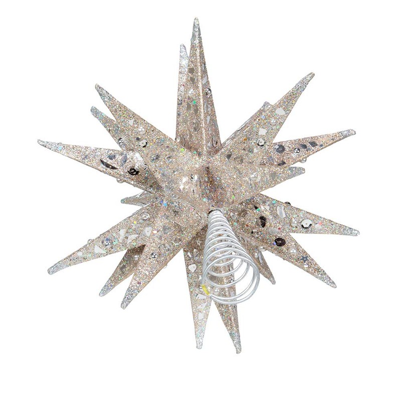 Kurt S. Adler 12" Champagne and Silver Glitter Moravian Star