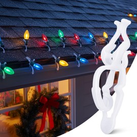 Cinnvoice 50 Pcs Christmas Light Clips Holiday Light Clips for Gutters, Roof Indoor Outdoor Shingle, All Purpose Compatible with Mini, Icicle, Rope, C7, C9, LED