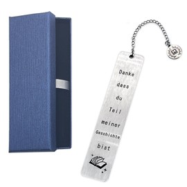 IOSPKKIO® Thank You Bookmark for Colleagues, Teenage Bookmarks, German: Danke DASS du Teil meiner Geschichte bist. Comes in a Beautiful Bookmark Box, for Book Lovers