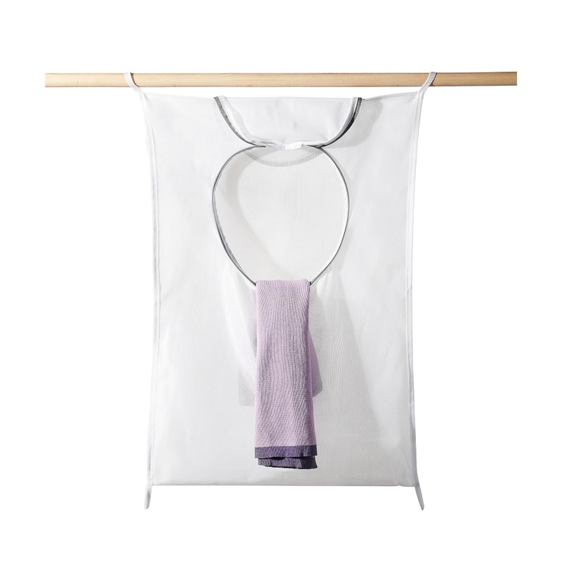 Hanging Breathable Nylon Laundry Bag with Round Zipper Opening, Mesh