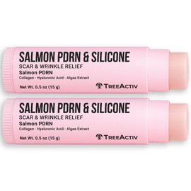 TreeActiv Silicone Scar Stick Lightweight Silicone Balm with Salmon PDRN, Hyaluronic Acid & Algae Extract Easy-to-Use Scar Care Stick for Smoother Looking Skin, 0.5 oz, 2-pack