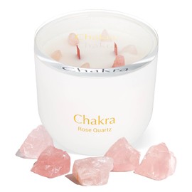 Crystal gifts for Mother's Day,Healing Crystal Candle, Rose Quartz Crystal Candle, 2 Wood Wicks Scented Crackling Candles, Real Crystals Aromatherapy Candle Gifts for Women,Cute 12oz