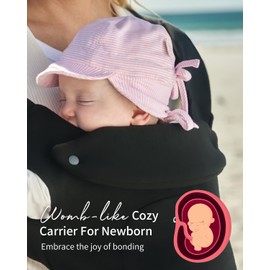GROWNSY Baby Carrier Newborn to Toddler, Cozy Baby Wraps Carrier, Ergonomic Baby Carrier with Head Support, Black