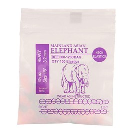 American Orthodontics Elastics Wildlife Elephant | Assorted Neon, Heavy, 6.5 Oz, 1/8" Size, 75 Packs Per Box, 7,500 Total | Made in The USA | Neon Colors, Top Quality Latex Tubing