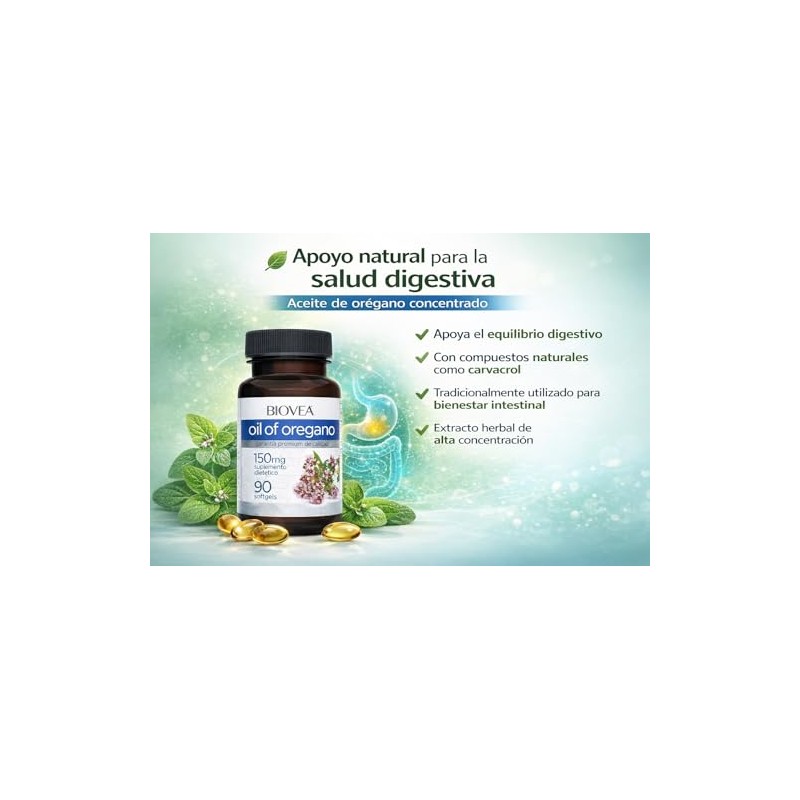Biovea Capuslas de Aceite de Oregano con 88% Carvacrol y