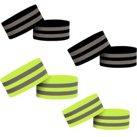 hnswwgew 8 Pcs Reflective Wrist Strap, Running Safety Gear Reflective Wristbands, High Visibility Bike Ankle Bands Reflector Armband, Night Sports and Dog Walking(Black & Fluorescent Green)