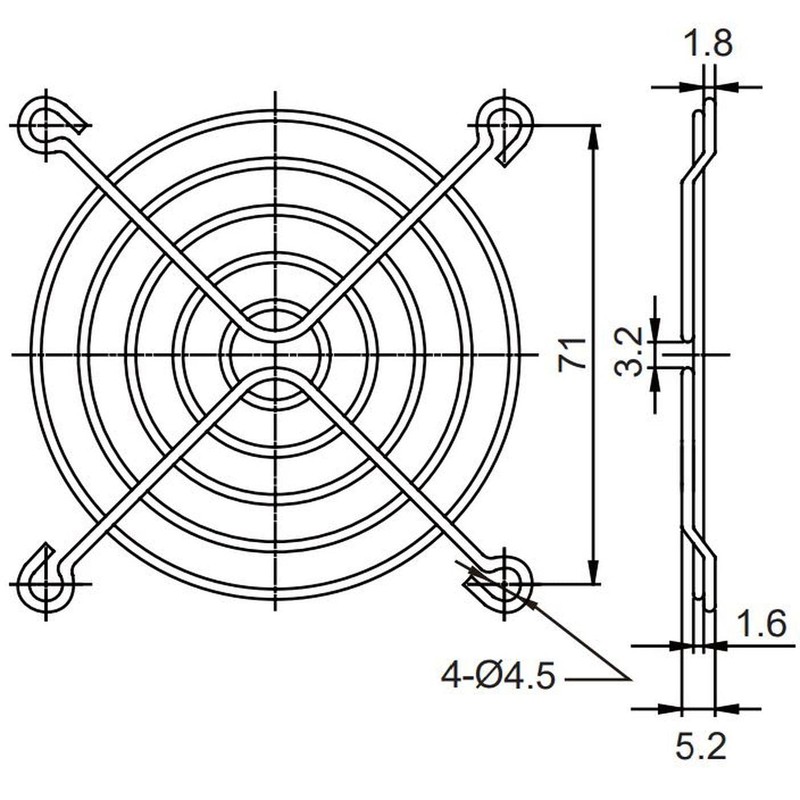 Fan Grille 80 x 80 mm for Axial Fans 80
