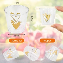 LPAMABA Pack of 100 3cl/30 ml shot glasses, plastic shot glasses, plastic shot cups, transparent shot cups, drinking cups, party cups, reusable PS material for party, Christmas