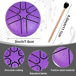 Steel Tongue Drum, 3 Inch 6 Tone Tongue Drum for Beginners, Steel Tongues, Hand Pan Drum, Steel Pan Tones Percussion Instrument, Tongue Drum for Meditation Yoga Sound Healing