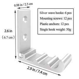 OHIYO 6 Pack Folding Wall Hooks, Heavy Duty Space-Saving Foldable Design Wall Mounted Multi-Purpose Hooks for Coats, Towels, Hats, Backpacks (Silver)