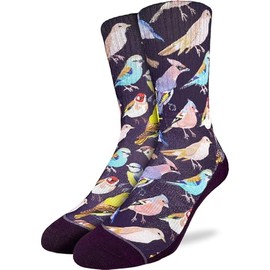 Good Luck Sock Men's Botanical Birds Socks, Adult, Shoe Size 8-13