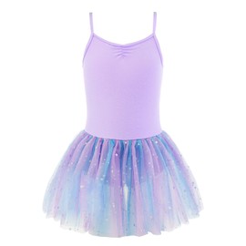 EQSJIU - Leotardos de ballet para niñas con falda extraíble, conjunto de manga con volantes, Azul (Blue Mesh), 2-3T