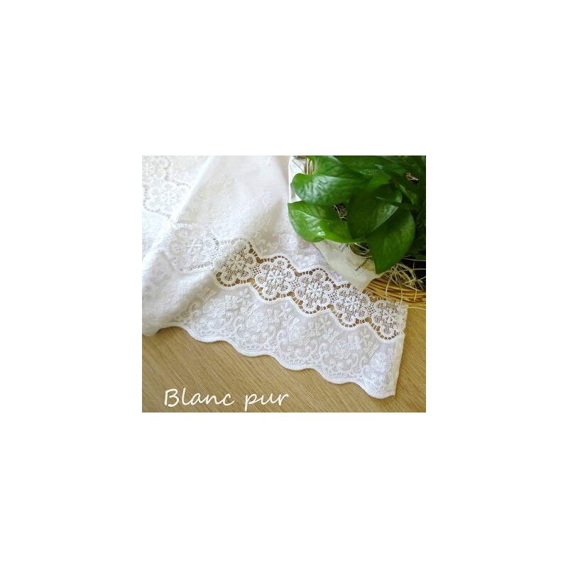Pure White, Cotton, 23.6 inches (60 cm), Semi-Long, "Cafe Curtain"