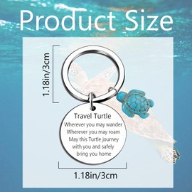 VNDKGN Turtle Keyring,Stainless Steel Travel Gifts for Someone Going Travelling,Driving Cute Good Luck Keychain Safe Cruise Accessories for Family Friends Colleague Women Men Holiday Graduation Gift