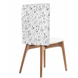 Yelstontyle Chair Back Covers for Dining Room Black Gray Plant Leaves Slipcovers Pack of 4, Stretch Removable Washable Chair Cover Protector for Banquet Events Party Decor Pastoral Botanical