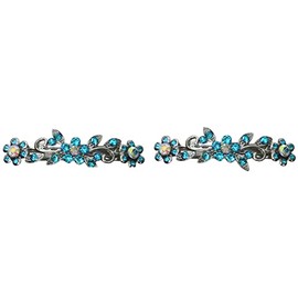 Set of 2 - A Pair - Hair Barrettes Small French Clip Barrette Sparkly Crystals 1366-aquaBluePair
