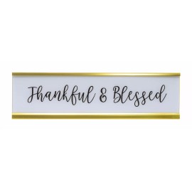 Signs ByLITA Thankful & Blessed Nameplate Desk Sign