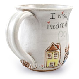 Modern Artisans I Wish You Lived Next Door American Made Stoneware Pottery Mug, 14-oz