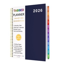 2026 Planner Weekly and Monthly - From January to December 2026, A4 Spiral Binding Agenda with Monthly Tabs, Wirebound, Pocket, 100Gsm Thick Paper (8.5" x 11")
