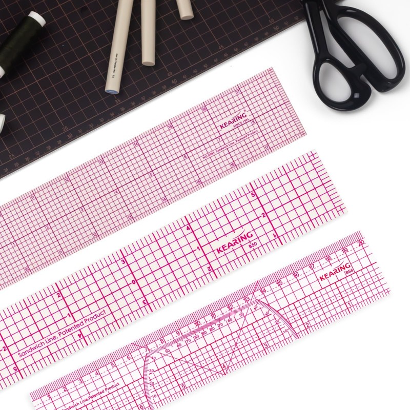 KEARING Clear Sewing Graph Fashion Design Ruler, Sandwich Line, 2