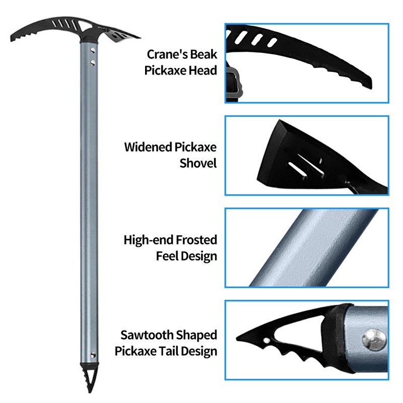 Outdoor Camping Ice Axe Aluminum Alloy Mountaineering Axe 70cm Walking
