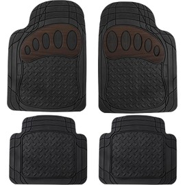 FH Group - Alfombrillas para automóvil de Ajuste Universal, Resistentes al Clima para Todo Tipo de Clima, Goma Resistente para la mayoría de Coches, SUV y Camiones, con diseño de Huellas, Juego