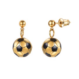 Gold Soccer Ball Drop Earrings 18K Palted Football Charm Dangle Drop Earrings for Girl Women Summer Jewelry Gift