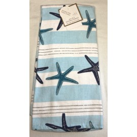 COASTAL COLLECTION KITCHEN TOWELS (2) BLUE STARFISH 18 X 28 100% COTTON NWT