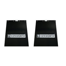 Kenworth Trucks 24" x 30" Black & White Glossy Poly Plastic Semi Truck Mud Flaps-Set of 2