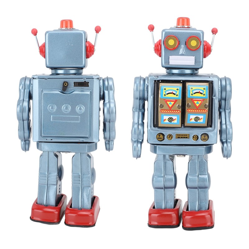 Metal Tin Robot Toy Retro Electric Rotating Figures Model Adult
