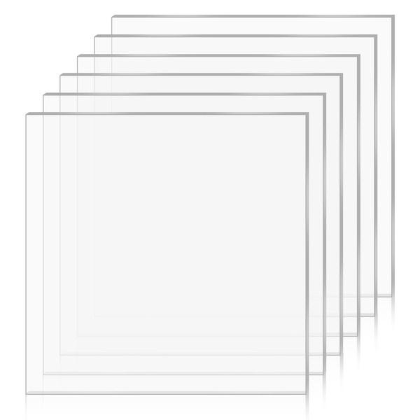 6 Pack Acrylic Glass Sheet 1/8” Thick (3mm) Clear Acrylic