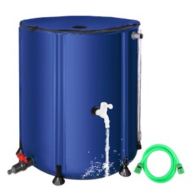 FAMIROSA 50 Gallon / 200L Collapsible Rain Barrel, Foldable PVC Rain Barrels to Collect Rainwater from Gutter, Portable Water Storage Tank Container with Hose Spigot, Water Catcher Collector Blue