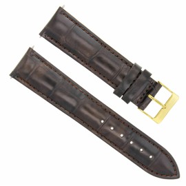Ewatchparts 20mm Leather Watch Band Strap Gold Regular Clasp Compatible With Montblanc Watch Dark Brown