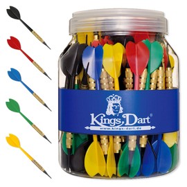 Kings Dart Soft Dart Set | 100 Robust Darts for Electronic Dartboards | 100% Brass Barrel, Longlife Tips, Flights and Plastic Shaft | 16 g | Length: 15 cm | Colourful