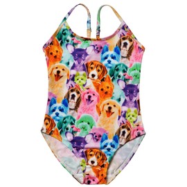 Bañador de niña unicornio sirena traje de baño para niños de una pieza ropa de playa, Dog, 10-11 Años