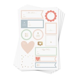 195 Premium Gift Labels - Boho Soft Pastel Colors Variety Pack, 15 Sheets of 8.5" x 5.5" All Occasions Gift Wrapping for Presents, Gifts, Holidays, Celebrations, Decorations & More, Designed in USA