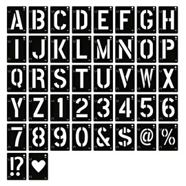 Diffaxy Letter and Number Stencils, 42 Pieces Reusable Stencils for DIY Scrapbook, Painting, Wooden Signs, Craft Accessories, 7.2 x 5 cm
