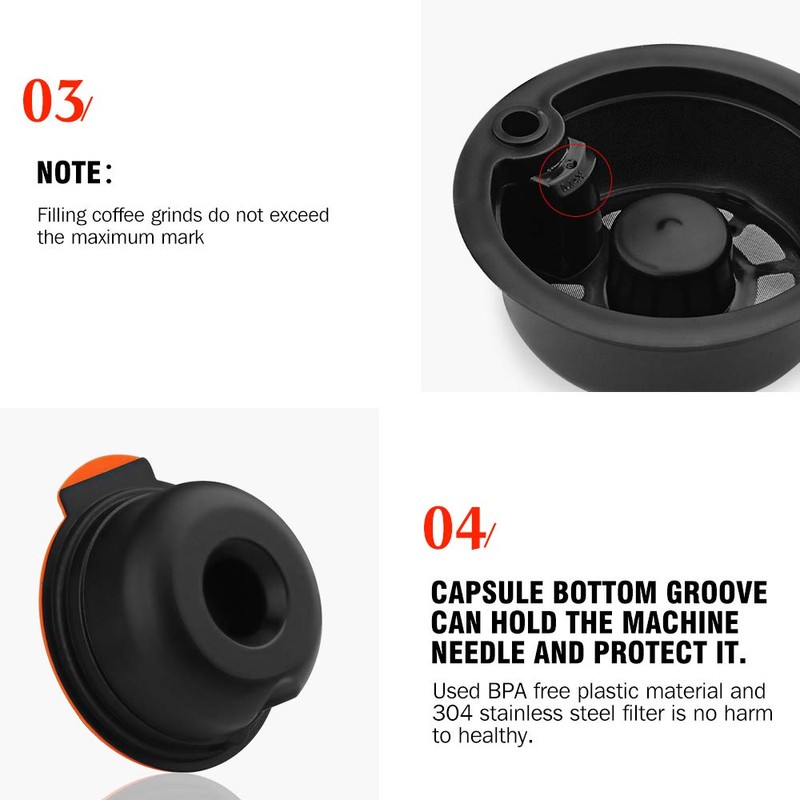 Refillable Coffee Capsules, Stainless Steel Coffee Pods Compatible with Tassimo
