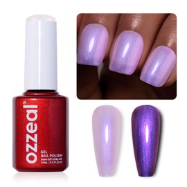 Ozzeal Pearl Gel Nail Polish, Light Purple Transparent Shimmer Shell Nail Gel Polish Glitter Mermaid Gel Polish Iridescent Pearlescent Sparkle Spring Summer Nail Polish Soak Off Led UV Manicure 15ML